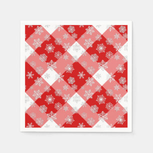 Servilleta De Papel Buffalo rojo y blanco con copos de nieve