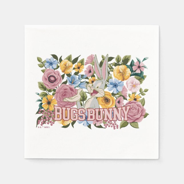 Servilleta De Papel BUGS BUNNY™ Bordado Floral Gráfico (Anverso)