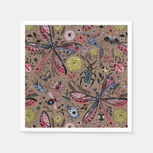 Servilleta De Papel Bugs de garabatos en mocha marrón