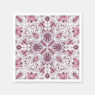 Servilleta De Papel Bugs, magenta oscuro y rosa sobre blanco