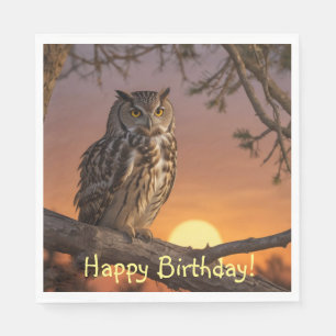 Servilleta De Papel Búho al atardecer