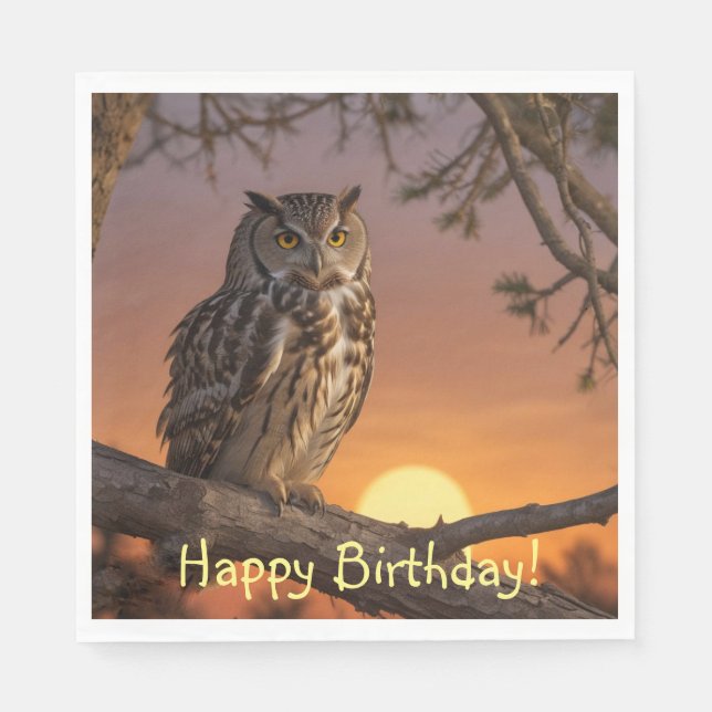 Servilleta De Papel Búho al atardecer (Anverso)