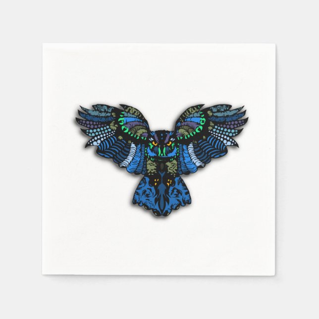 Servilleta De Papel Búho Azul (Anverso)