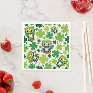 Servilleta De Papel Búho Bebé Lindo Dibujo Animado de San Patricio