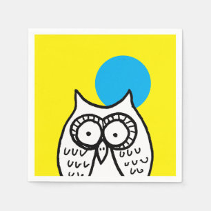Servilleta De Papel Búho de dibujos animados de ojos grandes y luna am