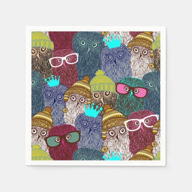 Servilleta De Papel Búho en la corona (Anverso)