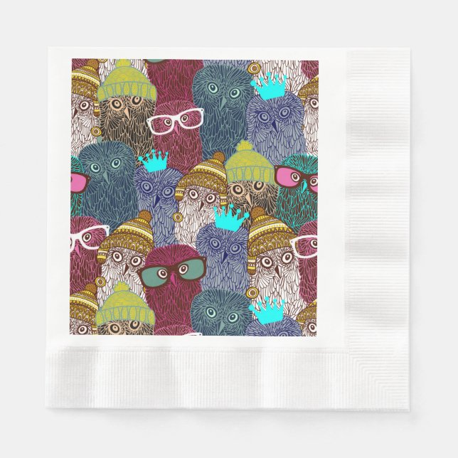 Servilleta De Papel Búho en la corona (Anverso)