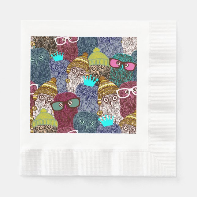 Servilleta De Papel Búho en la corona (Anverso)