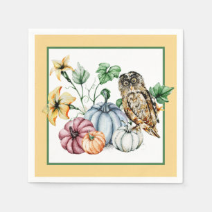 Servilleta De Papel Búho lindo y calabazas de otoño