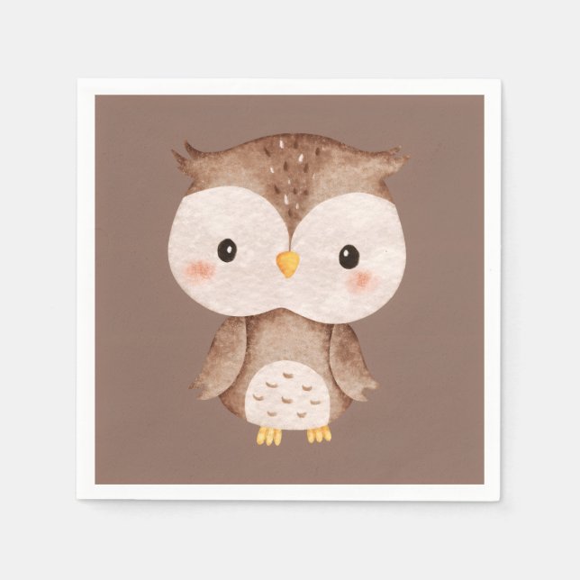Servilleta De Papel Búho Marrón Adorable (Anverso)