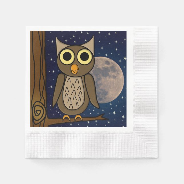 Servilleta De Papel Búho nocturno (Anverso)
