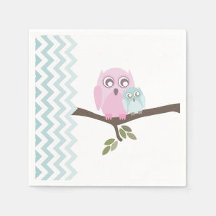 Servilleta De Papel Búhos + chevron Boy Baby Shower Napkins
