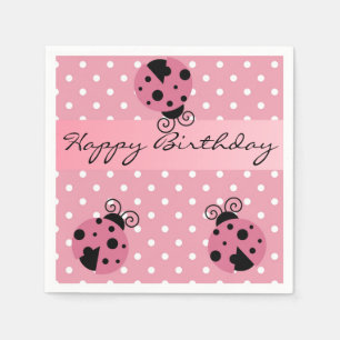 Servilleta De Papel Buitre rosado y puntos polacos Happy Birthday