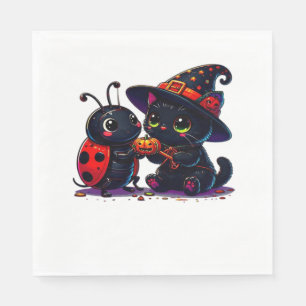 Servilleta De Papel Buitre y gato negro Halloween clásico T-Shi