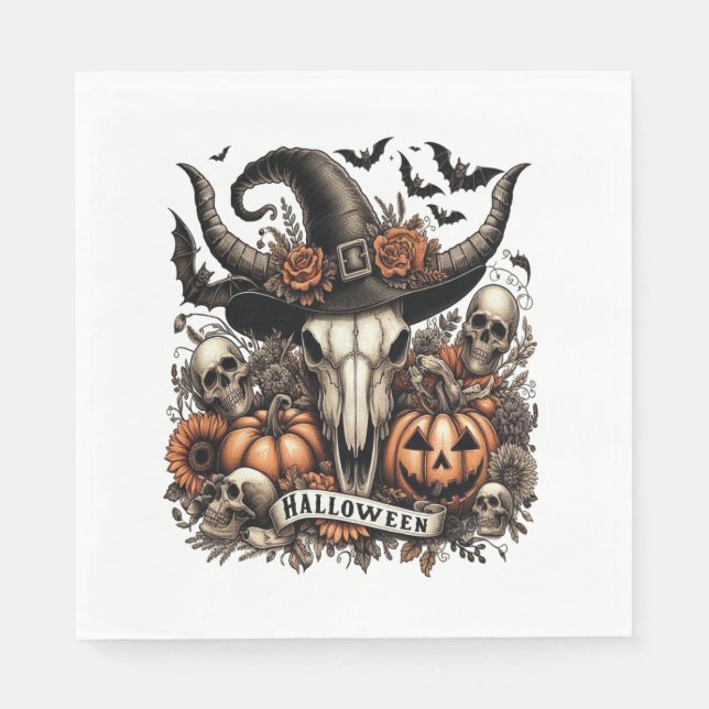 Servilleta De Papel Bull Skull Halloween Cow (Anverso)