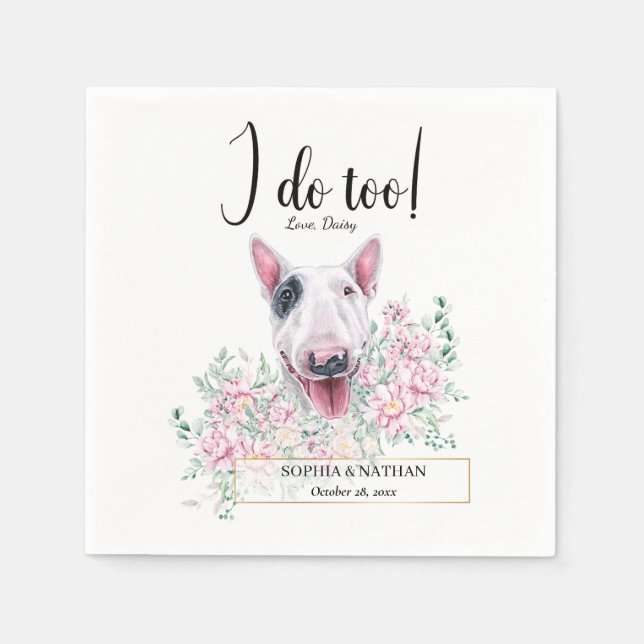 Servilleta De Papel Bull Terrier Dog Boda Cocktail Napkins (Anverso)