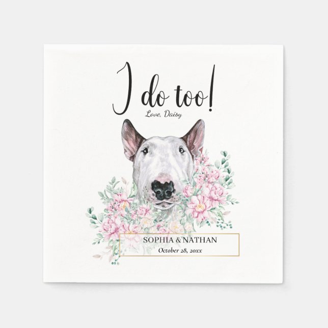 Servilleta De Papel Bull Terrier Dog Boda Cocktail Napkins (Anverso)