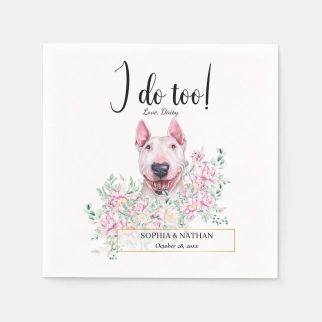 Servilleta De Papel Bull Terrier Dog Boda Cocktail Napkins (Anverso)
