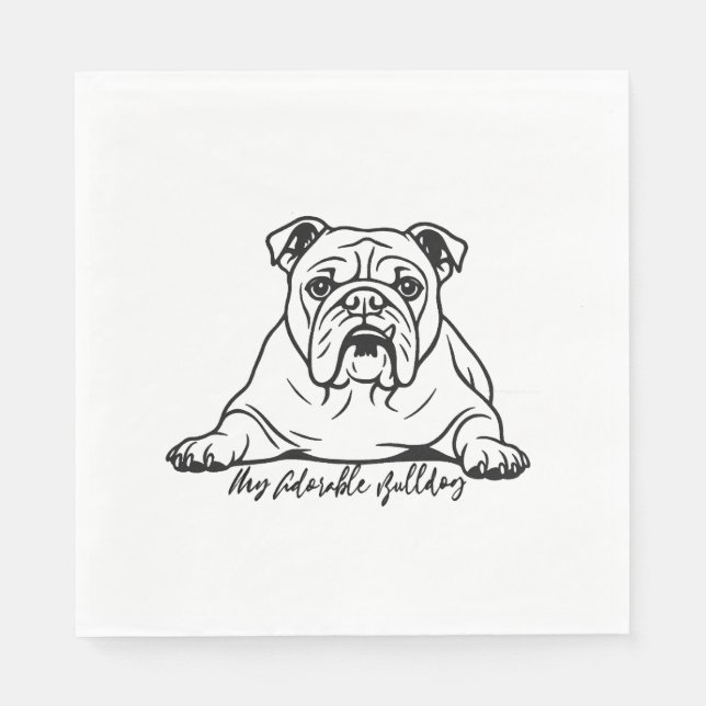 Servilleta De Papel Bulldog Adorable (Anverso)