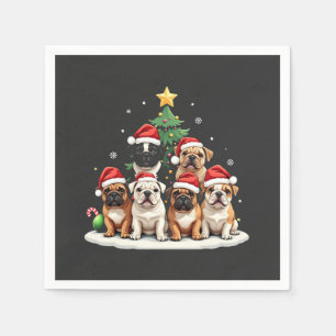 Servilleta De Papel Bulldog Árbol de Navidad Santa Hat Puppy Amantes