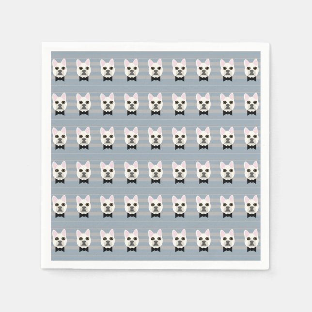 Servilleta De Papel Bulldog blanco francés, rayas (Anverso)