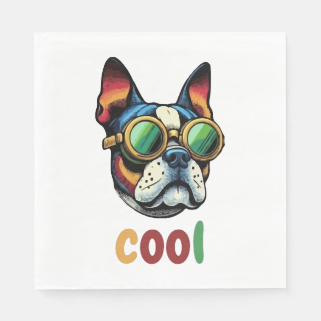 Servilleta De Papel Bulldog de arte pop con gafas (Anverso)