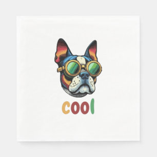 Servilleta De Papel Bulldog de Pop Art con gafas