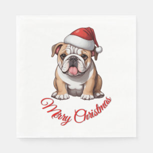 Servilleta De Papel Bulldog festivo Feliz Navidad Clásico camiseta
