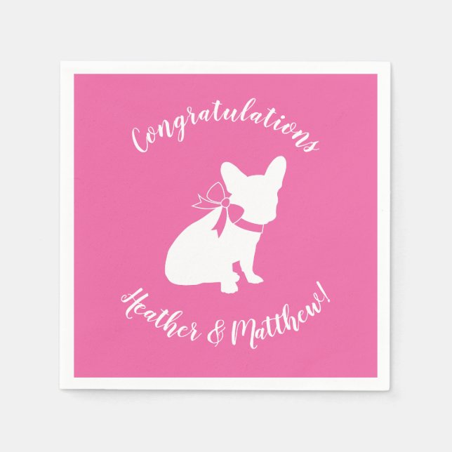 Servilleta De Papel Bulldog francés Baby Shower Frenchy Frenchie Pink (Anverso)