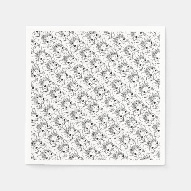 Servilleta De Papel Bulldog francés Cocktail Napkins 4.75x4.75" (Anverso)