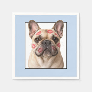 Servilleta De Papel Bulldog Francés con Besos de Labial