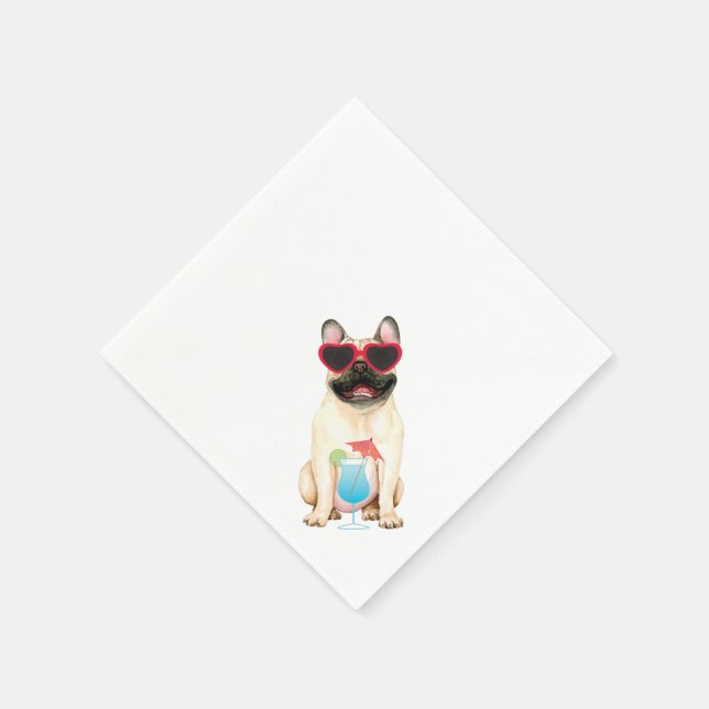 Servilleta De Papel Bulldog francés de verano (Borde)