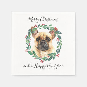 Servilleta De Papel Bulldog francés Elegante Perro Feliz Navidad