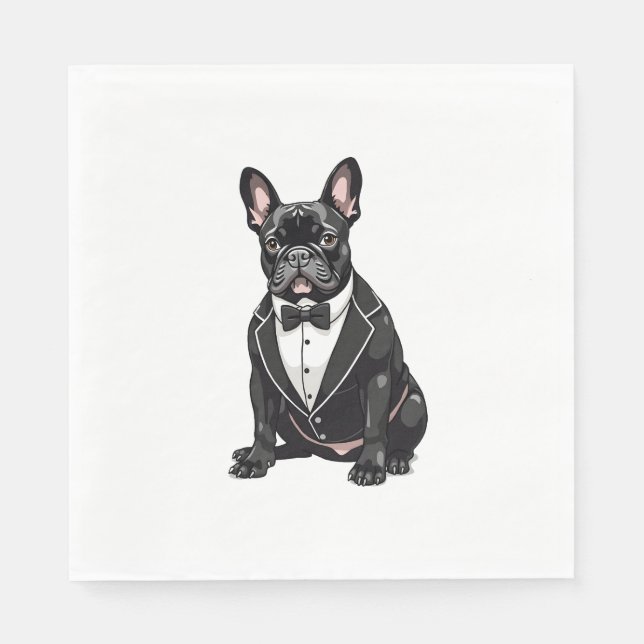 Servilleta De Papel Bulldog francés en Tuxedo (Anverso)