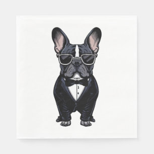 Servilleta De Papel Bulldog francés en Tuxedo vistiendo gafas