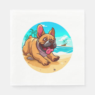 Servilleta De Papel Bulldog francés en una playa
