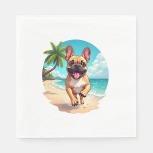 Servilleta De Papel Bulldog francés en una playa