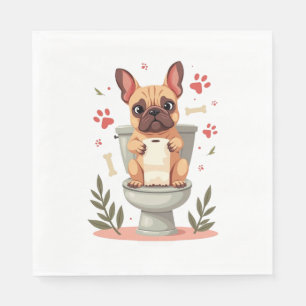 Servilleta De Papel Bulldog Francés Enfadado Vintage Sosteniendo Papel