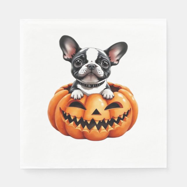 Servilleta De Papel Bulldog francés Happy Halloween calabaza Classic T (Anverso)