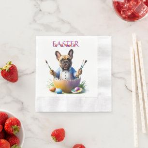Servilleta De Papel Bulldog Francés Huevo Pascua Bulldog Francés