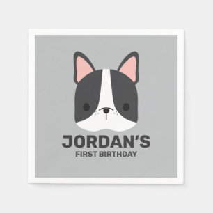 Servilleta De Papel Bulldog francés lindo con nombre personalizado