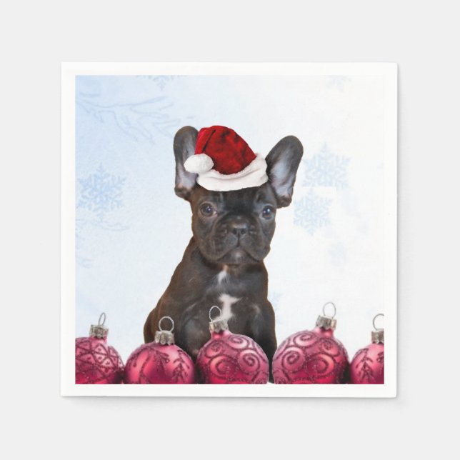 Servilleta De Papel Bulldog francés navidades (Anverso)