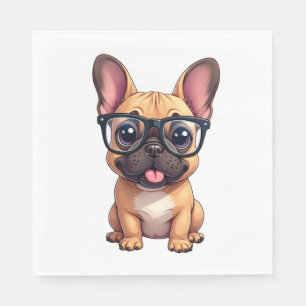 Servilleta De Papel Bulldog Francés que Lleva Gafas