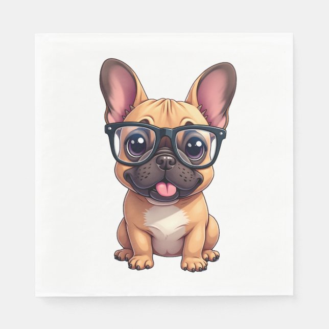 Servilleta De Papel Bulldog Francés que Lleva Gafas (Anverso)