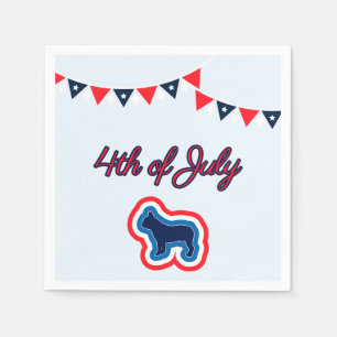 Servilleta De Papel Bulldog Francés Rojo Blanco Y Azul 4 De Julio