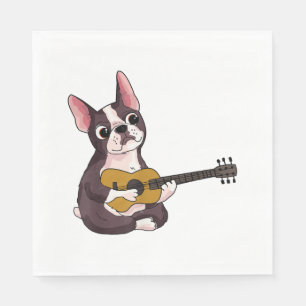 Servilleta De Papel Bulldog francés toca guitarra divertida guitarista