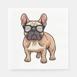 Servilleta De Papel Bulldog francés vistiendo gafas