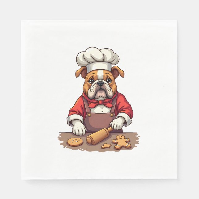 Servilleta De Papel Bulldog Gingerbread Chef dog (Anverso)