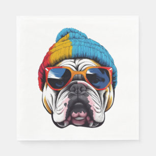 Servilleta De Papel Bulldog Guay Inglés Con Un Gorra De Beanie