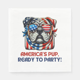 Servilleta De Papel Bulldog Inglés 4 De Julio Merica Gafas De Sol Esta